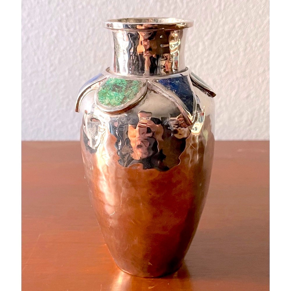 💚Emilia Castillo Ltd Ed. Malachite & Lapis Semi Precious Sterling Silver Vase💙 - Picture 2 of 7